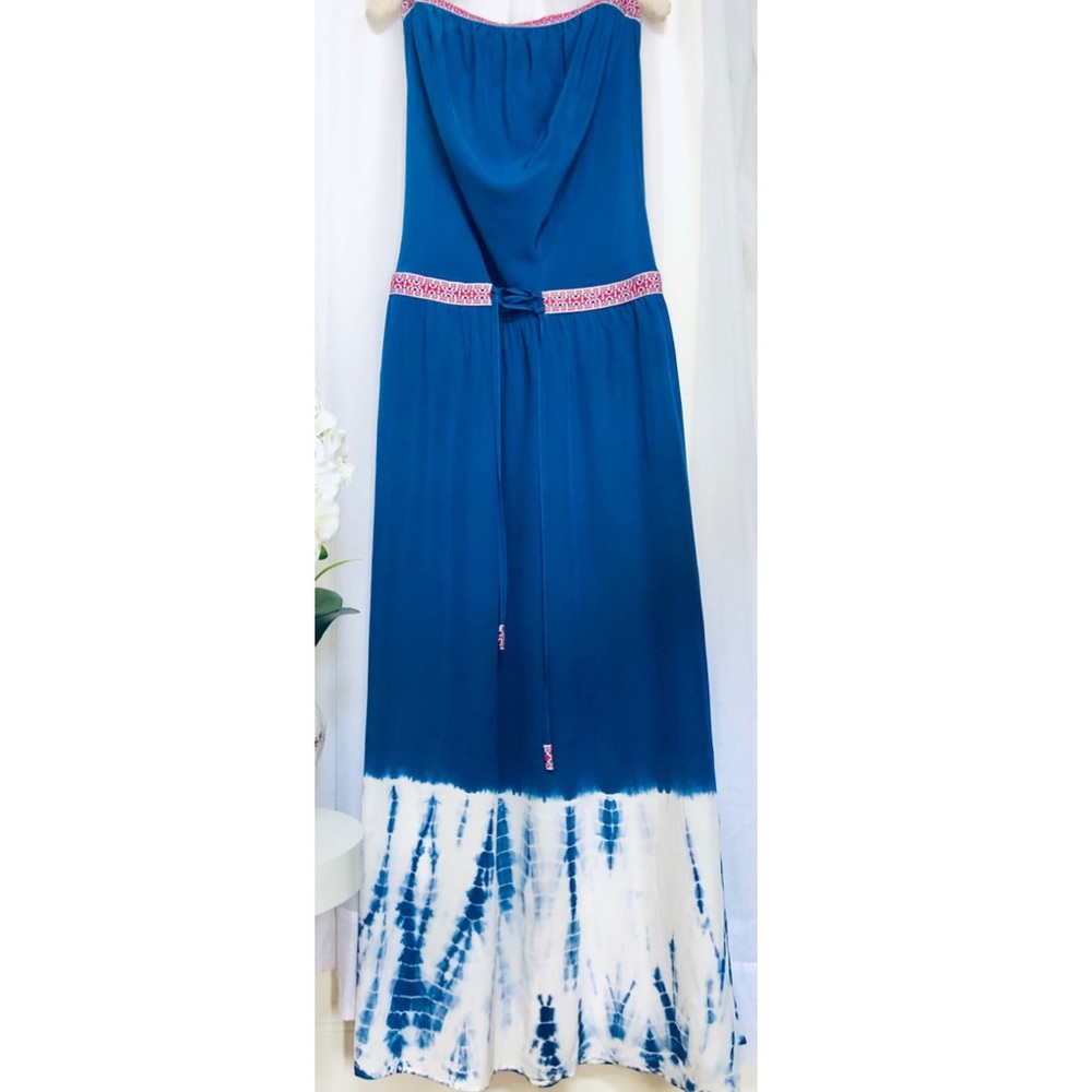 Gypsy Global Village strapless silk dress tye dye